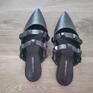 Marc Fisher Black Studded Mules